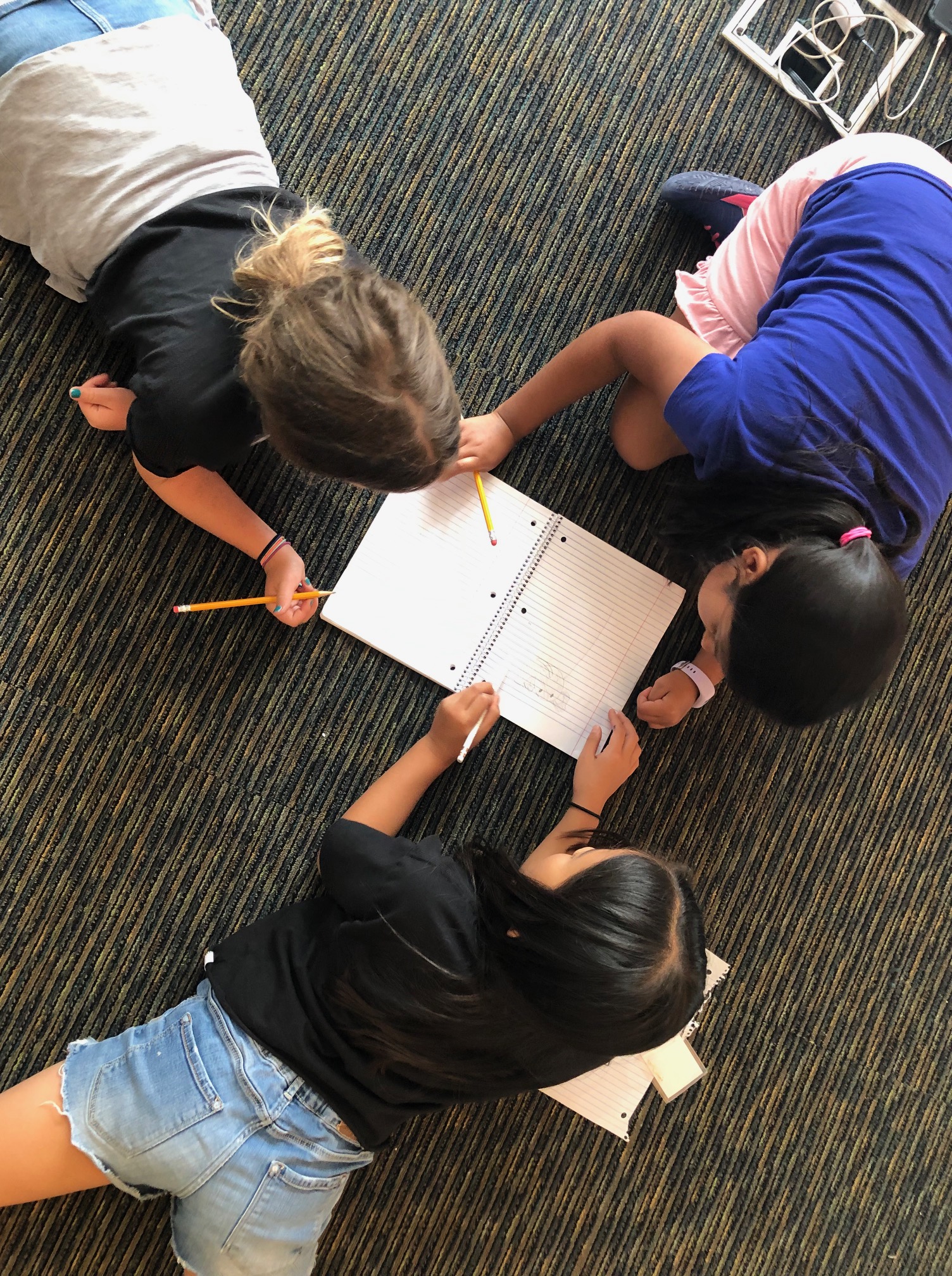 3 kids around 1 notebook